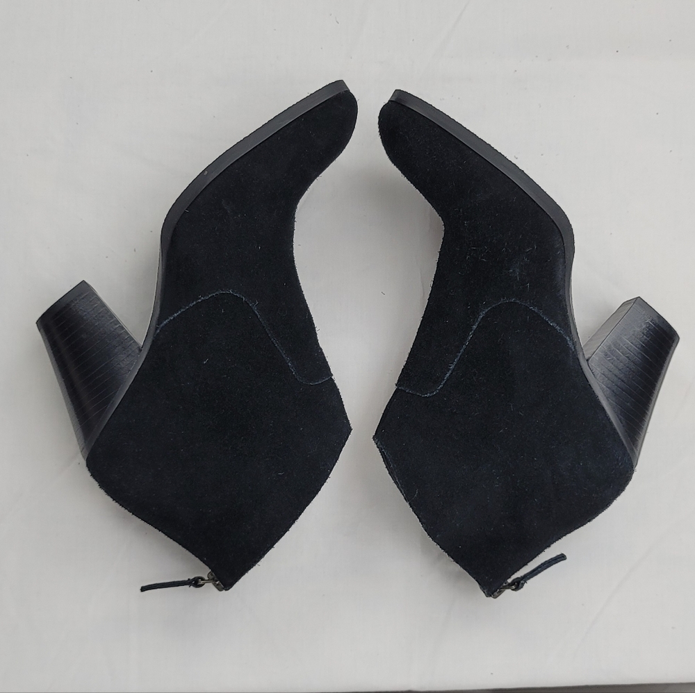 Tesori Black Suede Leather Block Heels Annkle Boots size 7.5 - Picture 5 of 7